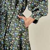 Floral Print Pintuck Smock Mini Dress