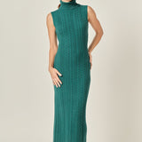 Cable Knit Mock Neck Midi Dress