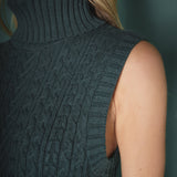 Cable Knit Mock Neck Midi Dress