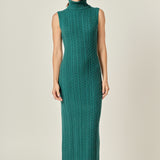 Cable Knit Mock Neck Midi Dress