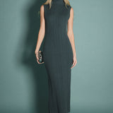 Cable Knit Mock Neck Midi Dress