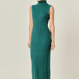 Cable Knit Mock Neck Midi Dress