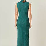 Cable Knit Mock Neck Midi Dress