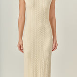 Cable Knit Mock Neck Midi Dress