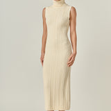 Cable Knit Mock Neck Midi Dress