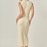 Cable Knit Mock Neck Midi Dress