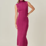 Cable Knit Mock Neck Midi Dress