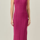 Cable Knit Mock Neck Midi Dress
