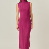 Cable Knit Mock Neck Midi Dress