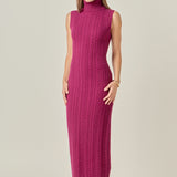 Cable Knit Mock Neck Midi Dress