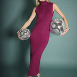 Cable Knit Mock Neck Midi Dress