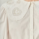 Scallop Embroidered Collar Blouse