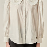 Scallop Embroidered Collar Blouse