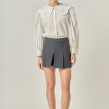 Scallop Embroidered Collar Blouse