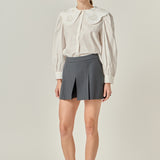 Scallop Embroidered Collar Blouse