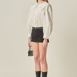 Scallop Embroidered Collar Blouse