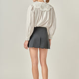 Scallop Embroidered Collar Blouse