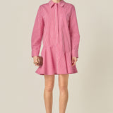 Stripe Collar Flared Skirt Dress