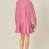 Stripe Collar Flared Skirt Dress