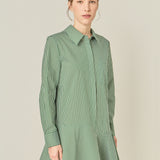 Stripe Collar Flared Skirt Dress