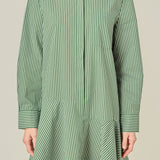 Stripe Collar Flared Skirt Dress