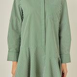 Stripe Collar Flared Skirt Dress