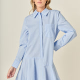 Stripe Collar Flared Skirt Dress