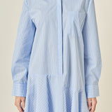 Stripe Collar Flared Skirt Dress