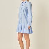 Stripe Collar Flared Skirt Dress