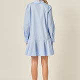 Stripe Collar Flared Skirt Dress