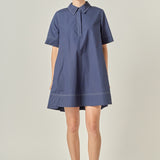 Contrast Stitch Detailed Mini Dress