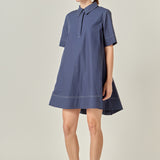 Contrast Stitch Detailed Mini Dress