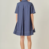 Contrast Stitch Detailed Mini Dress