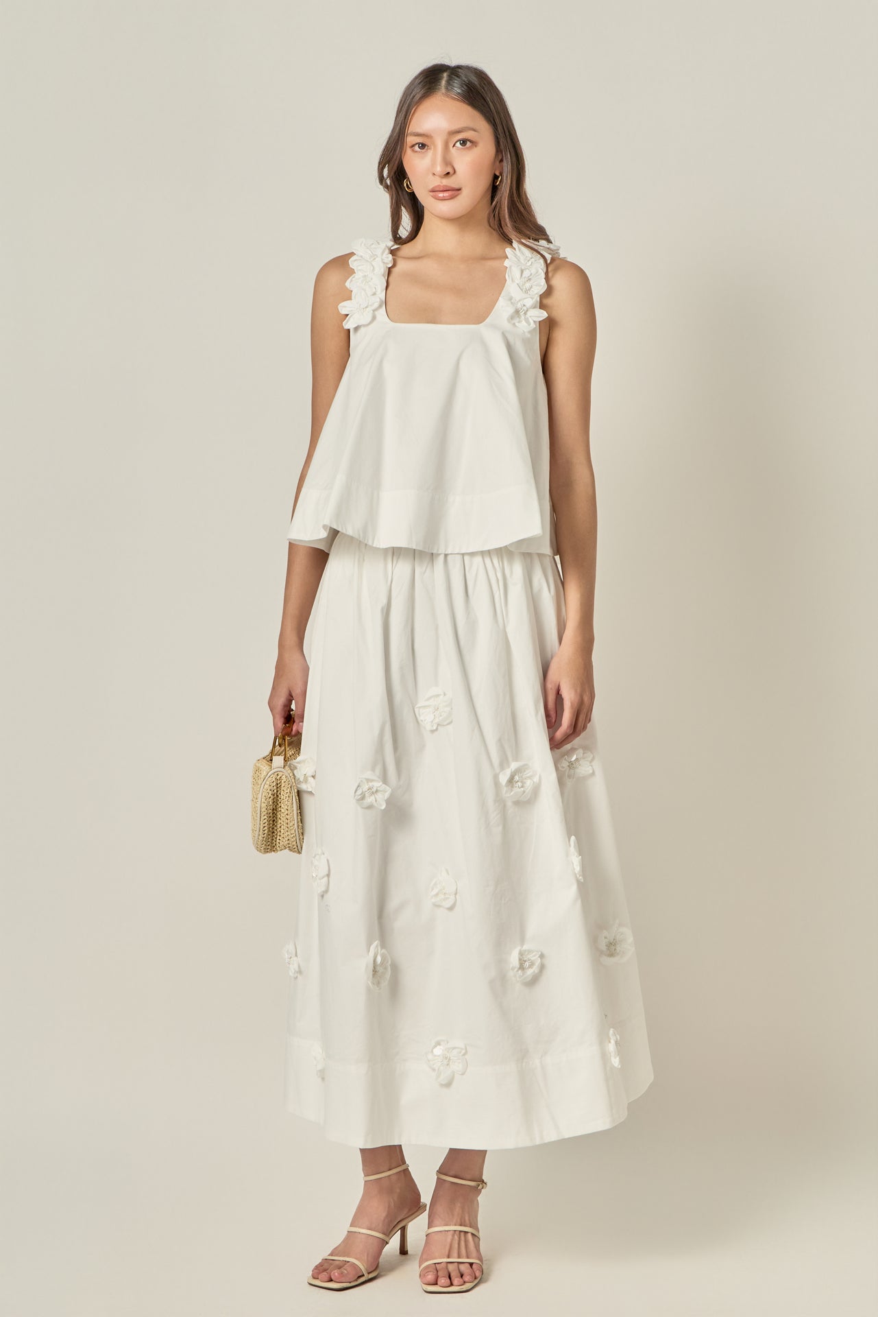 最終価格！meringue flower blouse & skirt セット 3D Flower Midi Skirt – English Factory