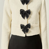 Textured Bead Bow Detailed Jacket