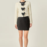 Textured Bead Bow Detailed Jacket