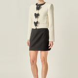 Textured Bead Bow Detailed Jacket