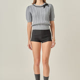 Clara Bow Puff Sleeve Knit Top