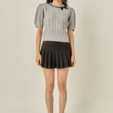 Clara Bow Puff Sleeve Knit Top