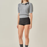Clara Bow Puff Sleeve Knit Top