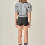 Clara Bow Puff Sleeve Knit Top
