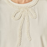 Pearl-Embellished Bow T-Shirt