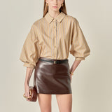 Poplin Striped Balloon Sleeve Shirt