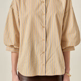 Poplin Striped Balloon Sleeve Shirt