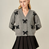 Beaded Bow Embellished Cardigan