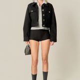 Heart Button Cropped Jacket