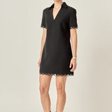 Margot Bow Scallop Hem Mini Dress