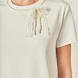 Pearl Bow Detailed T-Shirt