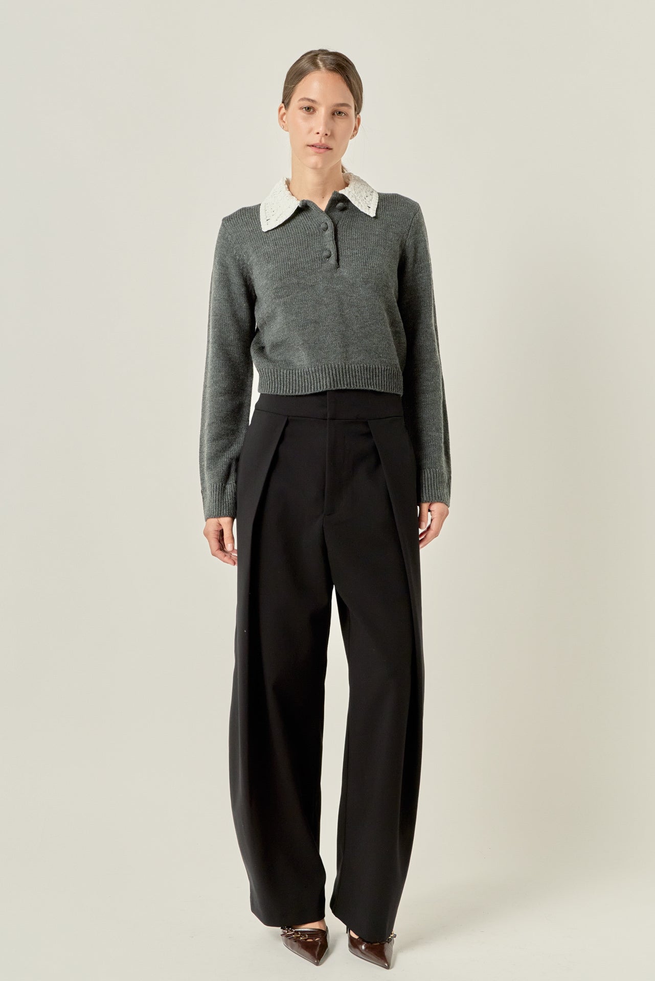 Detachable Big Collar Polo Sweater