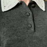 Detachable Big Collar Polo Sweater